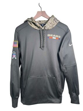 NIKE NFL On Field Chicago Bears Salute to Service Hoodie Olive Camo Men Small